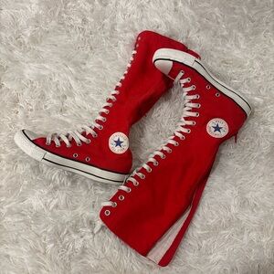 Converse Red and White High-Tops